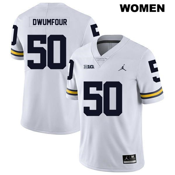 Women's NCAA Michigan Wolverines Michael Dwumfour #50 White Jordan Brand Authentic Stitched Legend Football College Jersey RC25K32SO